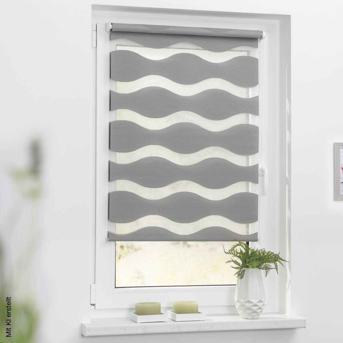LICHTBLICK Doppelrollo Duo Welle grau B/L: ca. 70x150 cm
