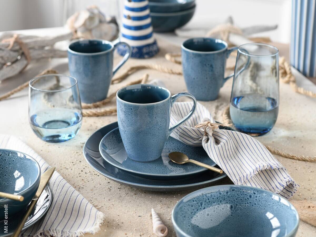 CreaTable Kombiservice Reactive BLUE petrol Keramik