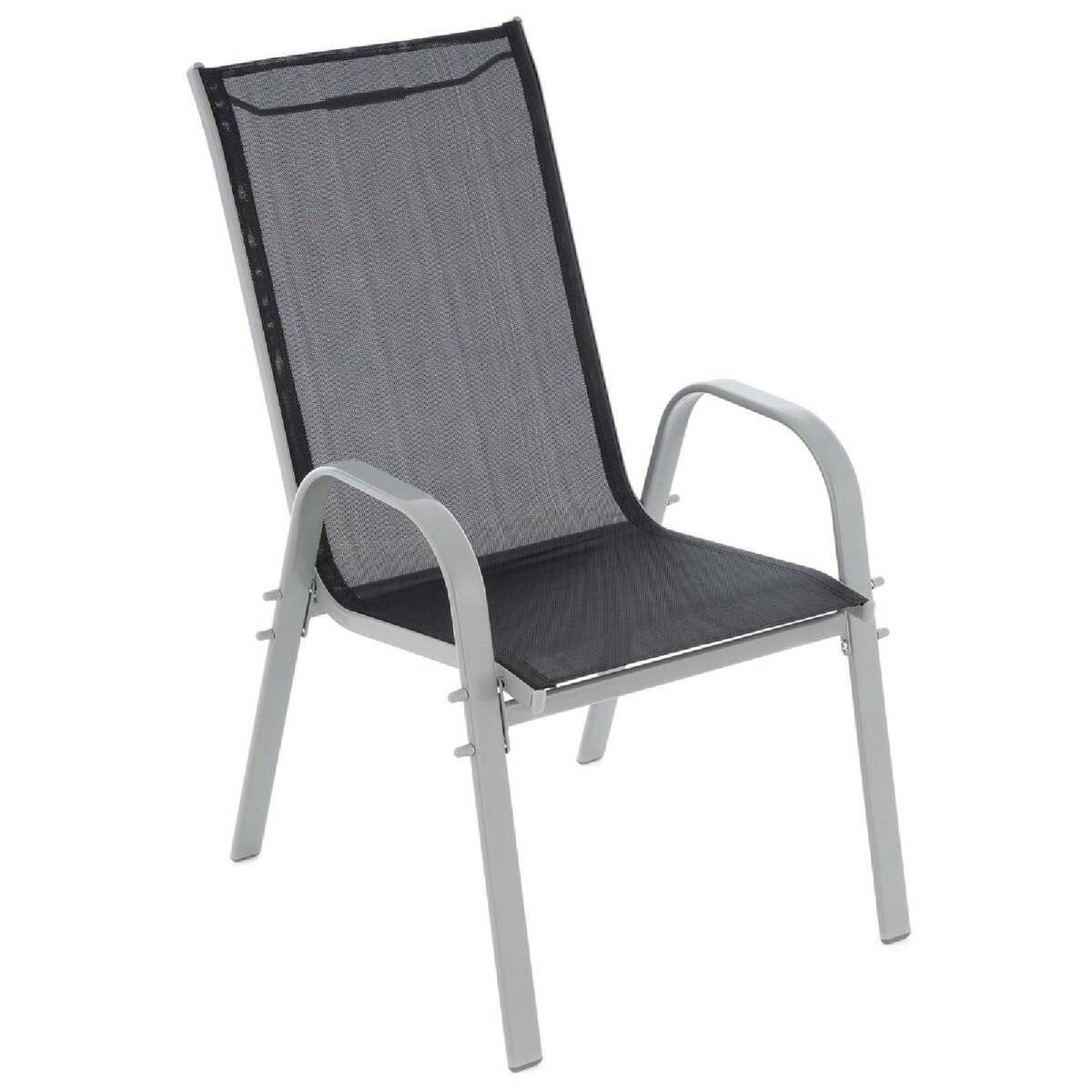 VCM Stapelsessel 4er Set schwarz Textilene B/H/T: ca. 55x93x58 cm