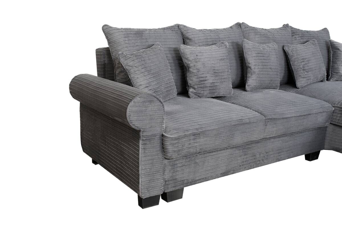 Ecksofa mit Bettfunktion und Bettkasten grau Microfaser B/H/T: ca. 293x96x178 cm