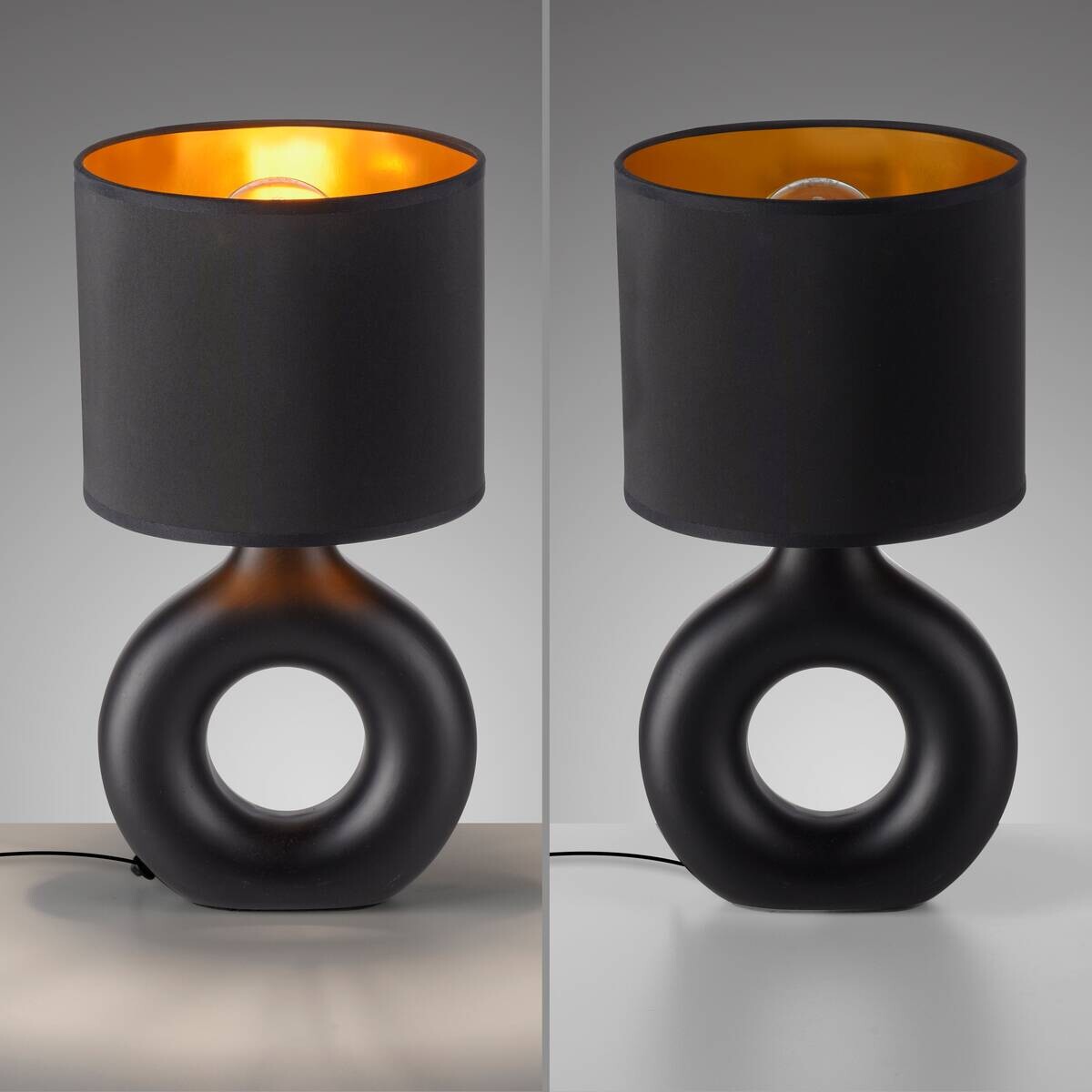 Just Light Tischleuchte Carara schwarz Kunststoff Stoff Keramik H/L/D: ca. 30x16x16 cm null 1 Brennstellen