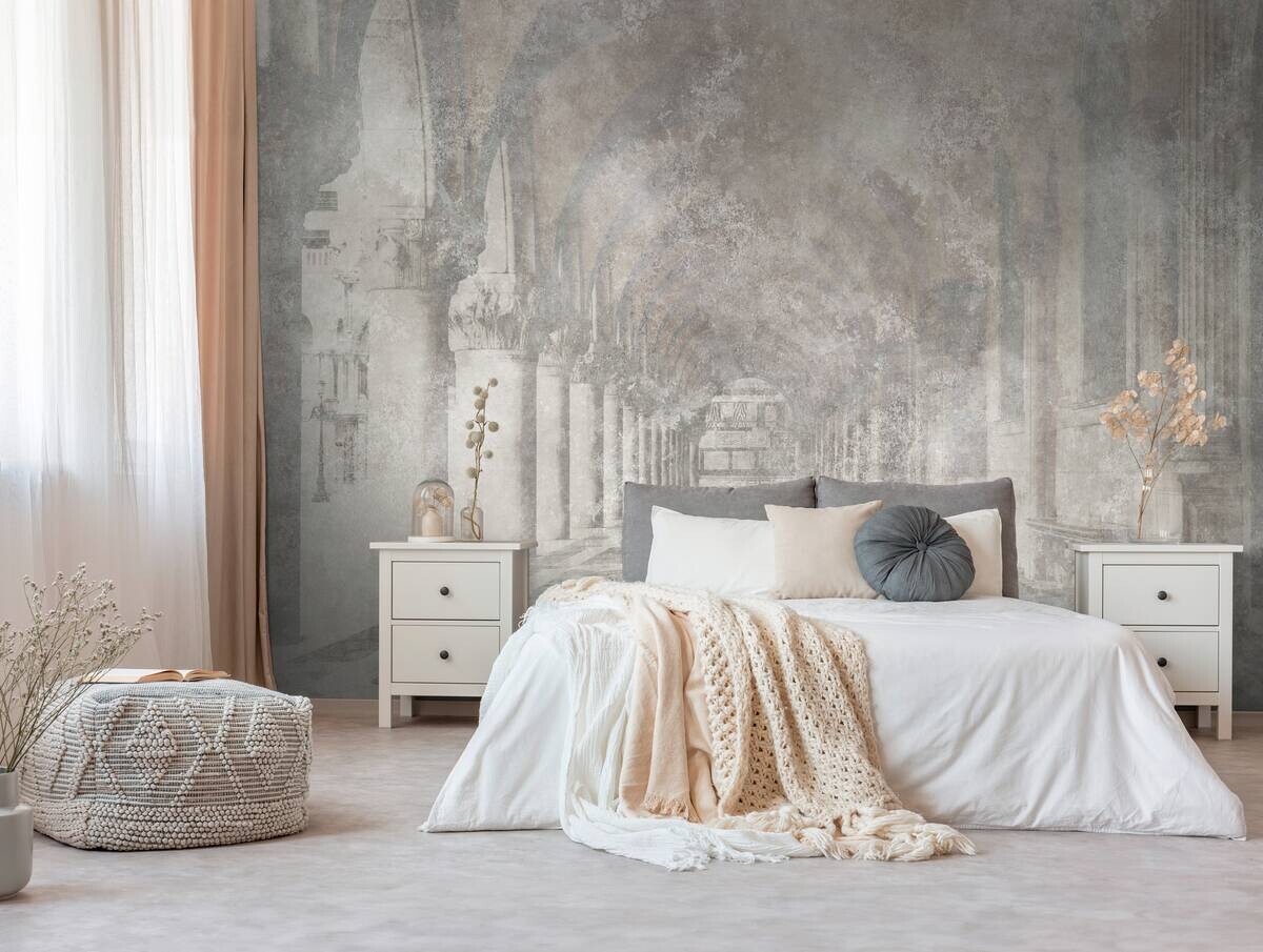 Livingwalls Fototapete Arkaden grau beige B/L: ca. 280x371 cm