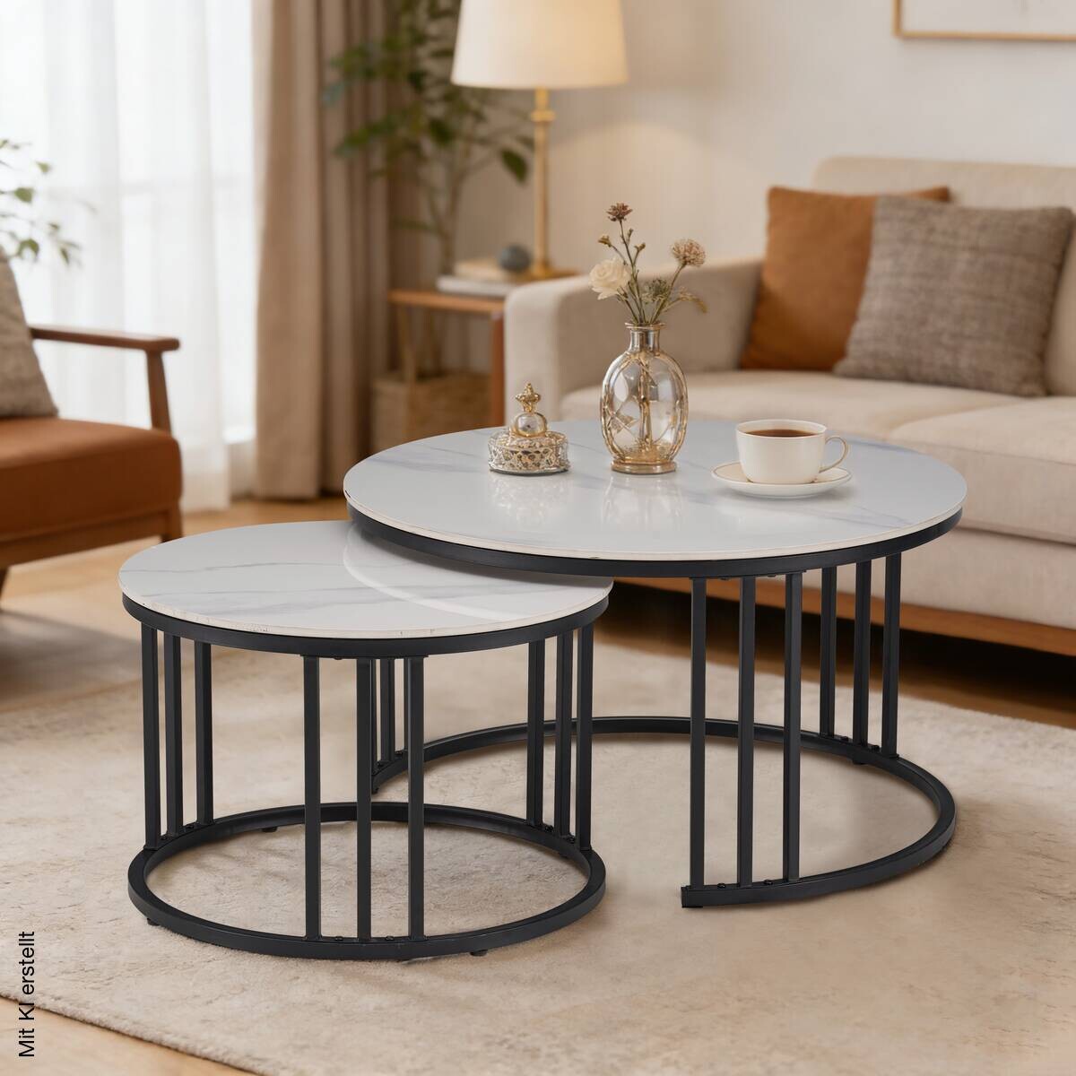 Couchtisch weiß Stein Optik H/D: ca. 45,5x80 cm