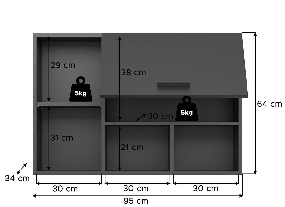 Hängeschrank Free anthrazit B/H/T: ca. 95x64x34 cm