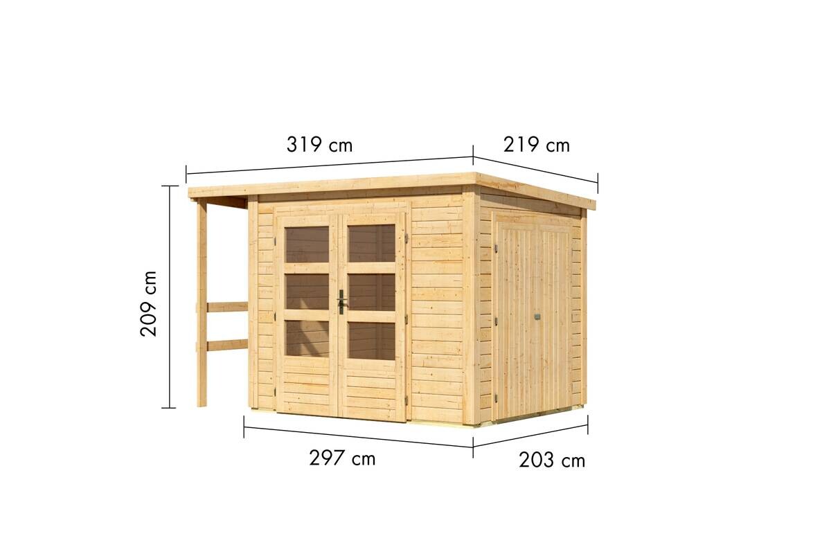 Karibu Gartenhaus Fabi natur B/H/L: ca. 204x230x244 cm