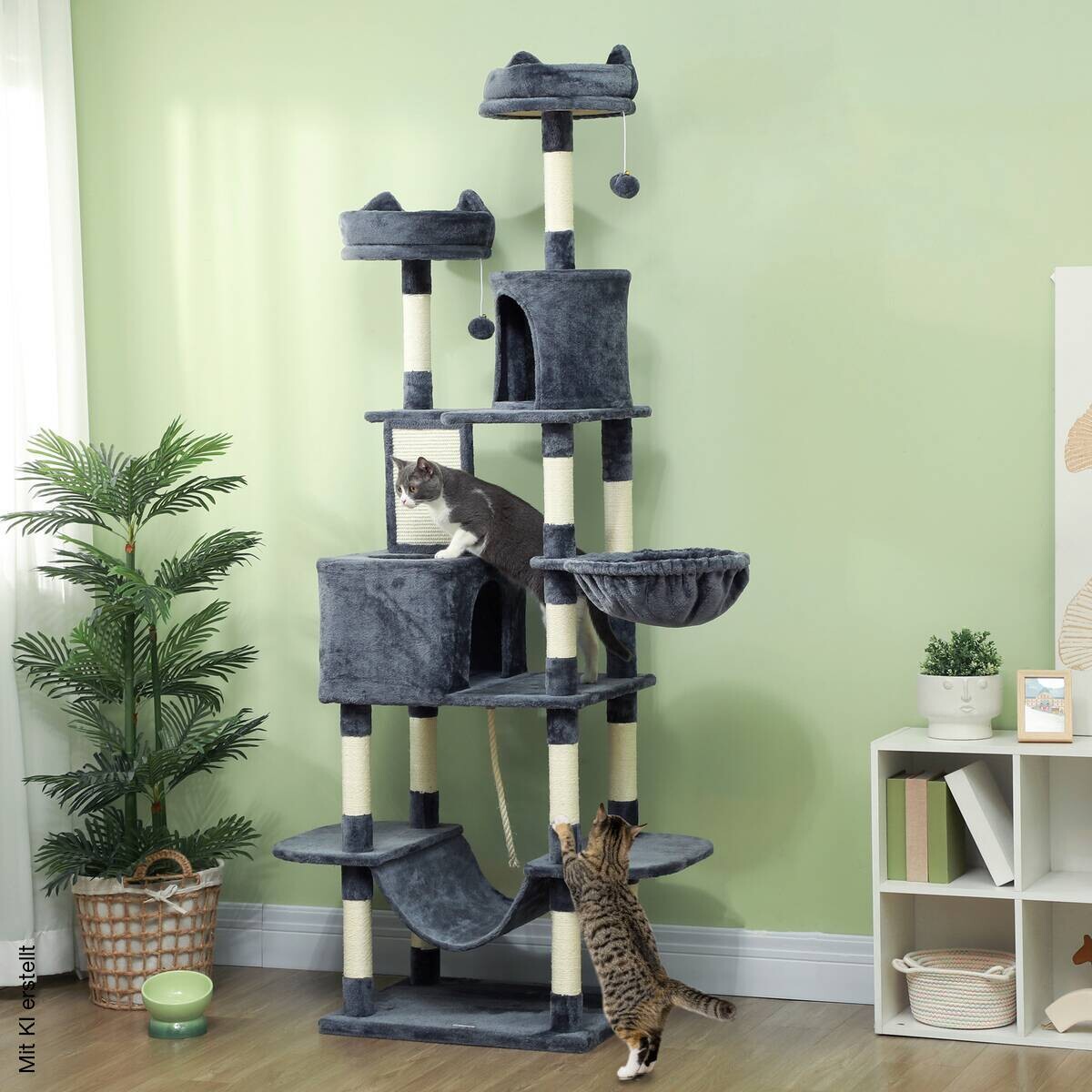 PawHut Kratzbaum dunkelgrau Polyester B/H/L: ca. 50x206x60 cm