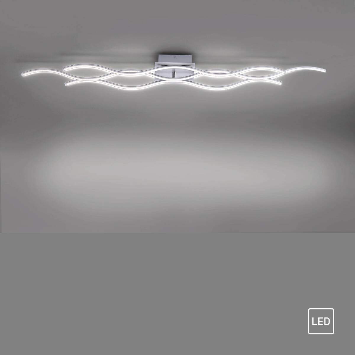 Just Light Deckenleuchte Wave Chrom Stahl Kunststoff B/L: ca. 16x140 cm