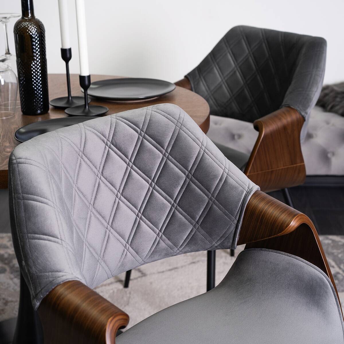 Stuhl DAKOTA nussbaum grau Velourstoff B/H/T: ca. 59x86x50 cm