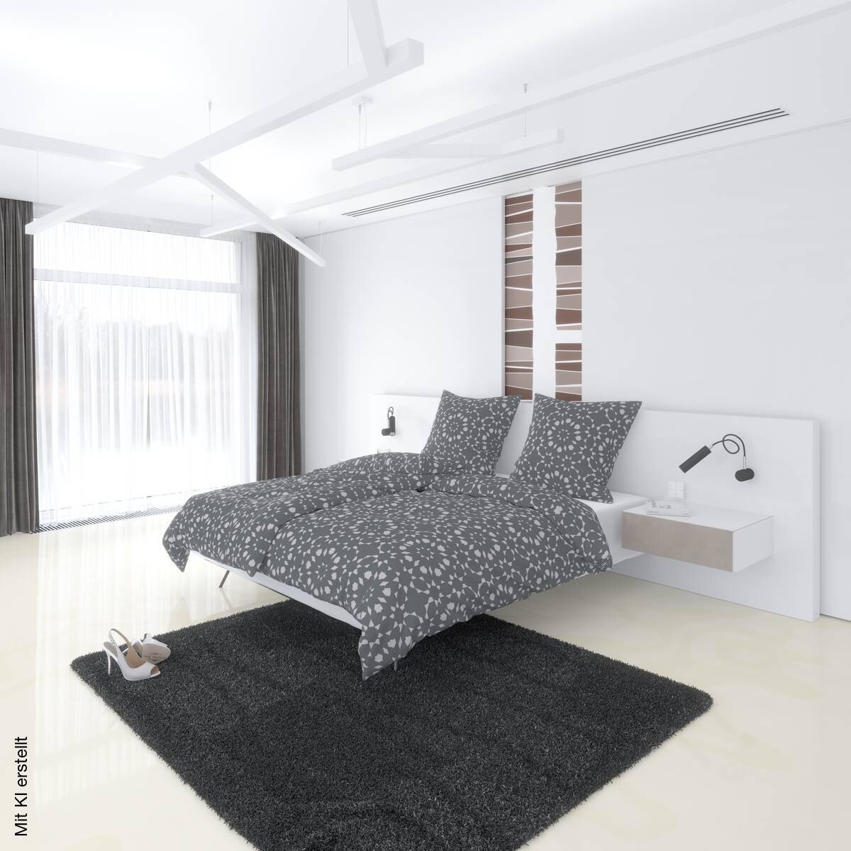 Microfaser Bettwäsche grau Polyester B/L: ca. 135x200 cm