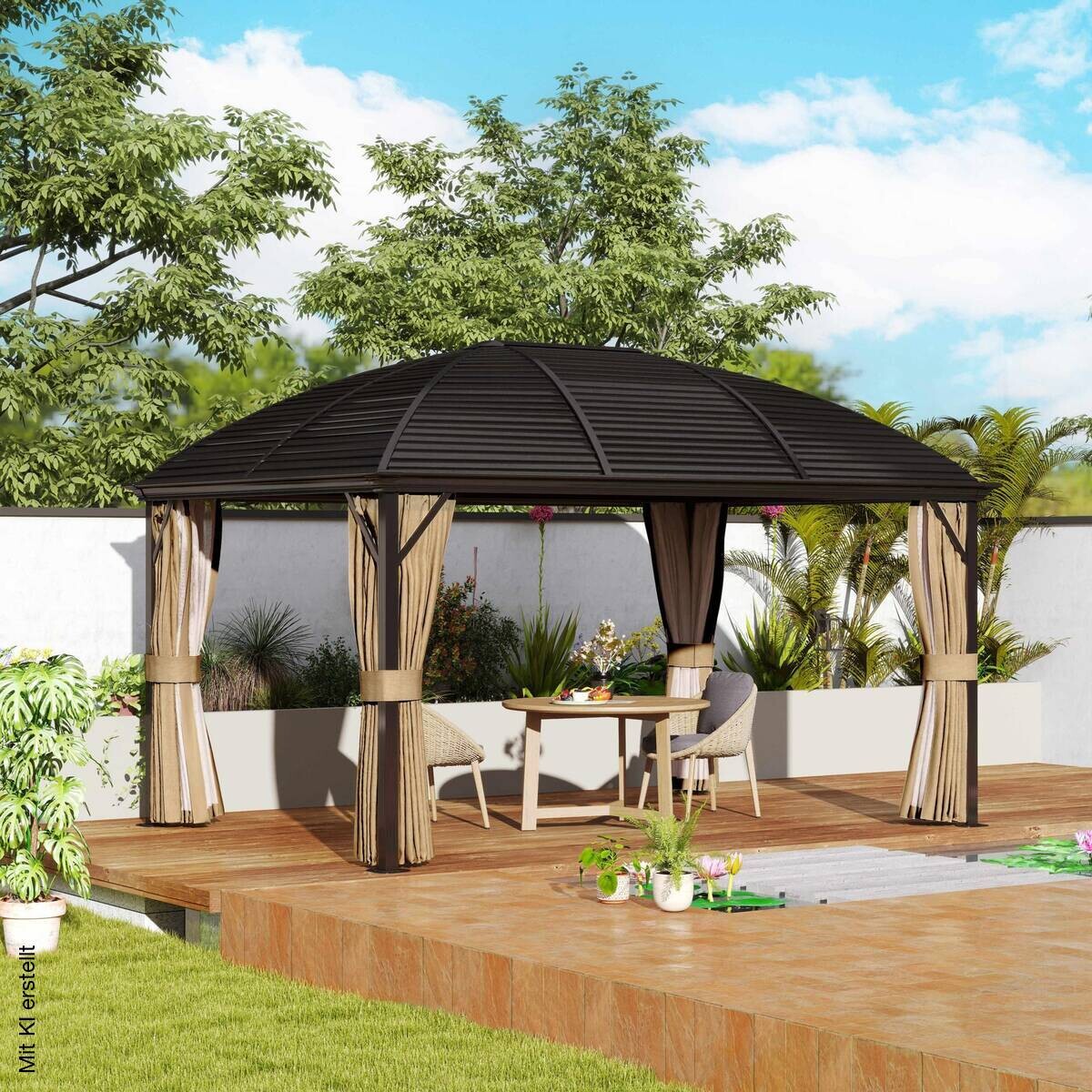 Outsunny Pavillon braun Aluminium B/H/L: ca. 298x280x398 cm
