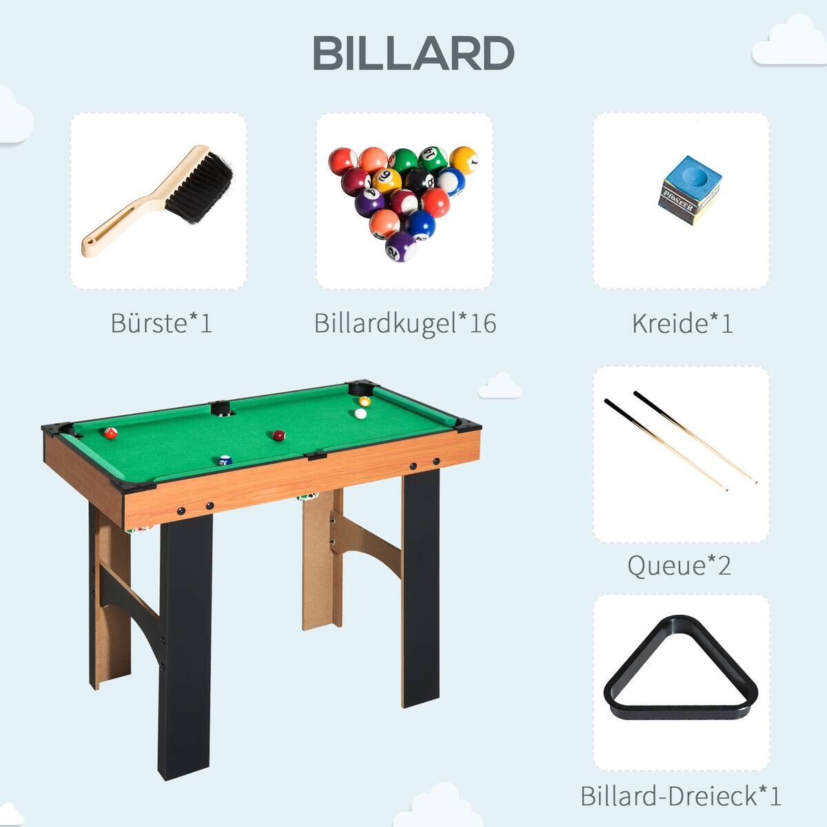 HOMCOM Multispieltisch schwarz MDF B/H/L: ca. 43x73x87 cm