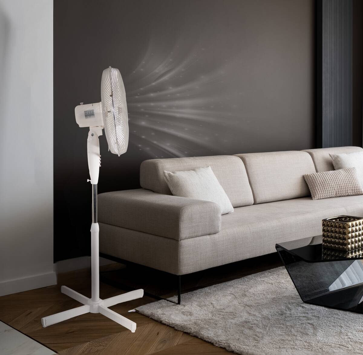 Ventilator 3363038 weiß Metall Kunststoff B/H/L: ca. 58x116x58 cm