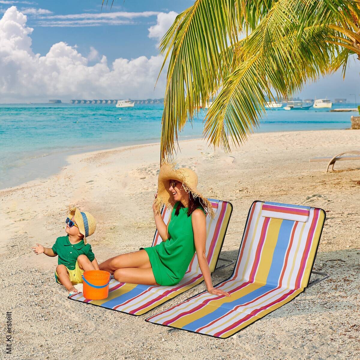 Outsunny Strandliege 2er Set mehrfarbig Stahl B/H/L: ca. 53x45x124 cm