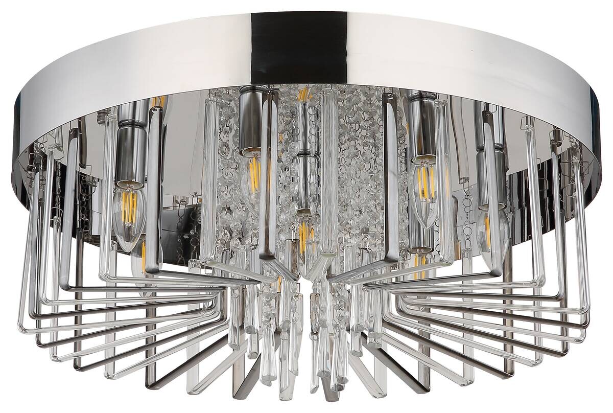 GLOBO Deckenleuchte Chrom klar Metall H/D: ca. 27x60 cm E14 8 Brennstellen