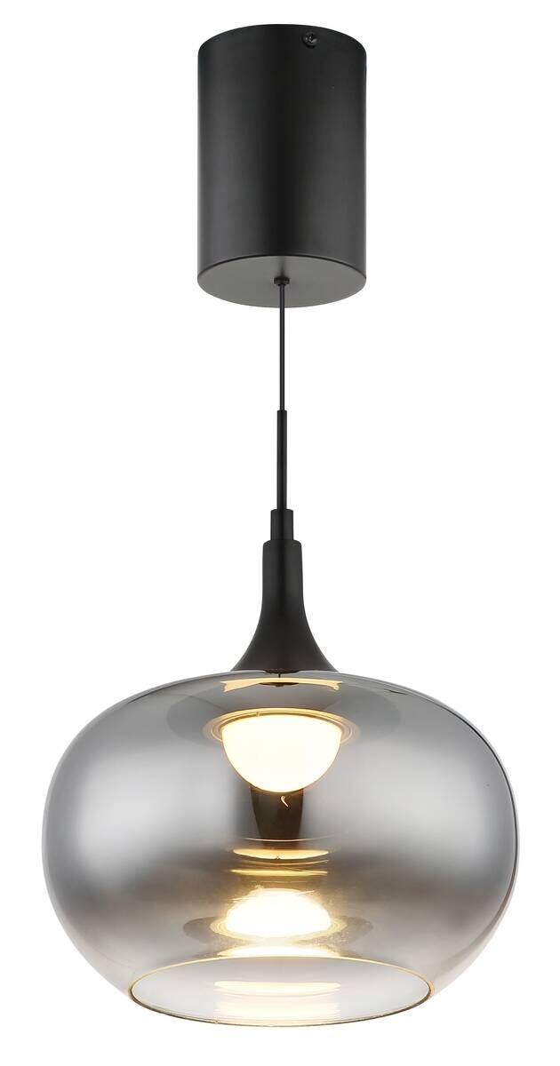 GLOBO LED-Pendelleuchte LUI schwarz Metall Glas B/H/L/D: ca. 24x150x150x24 cm 1 Brennstellen