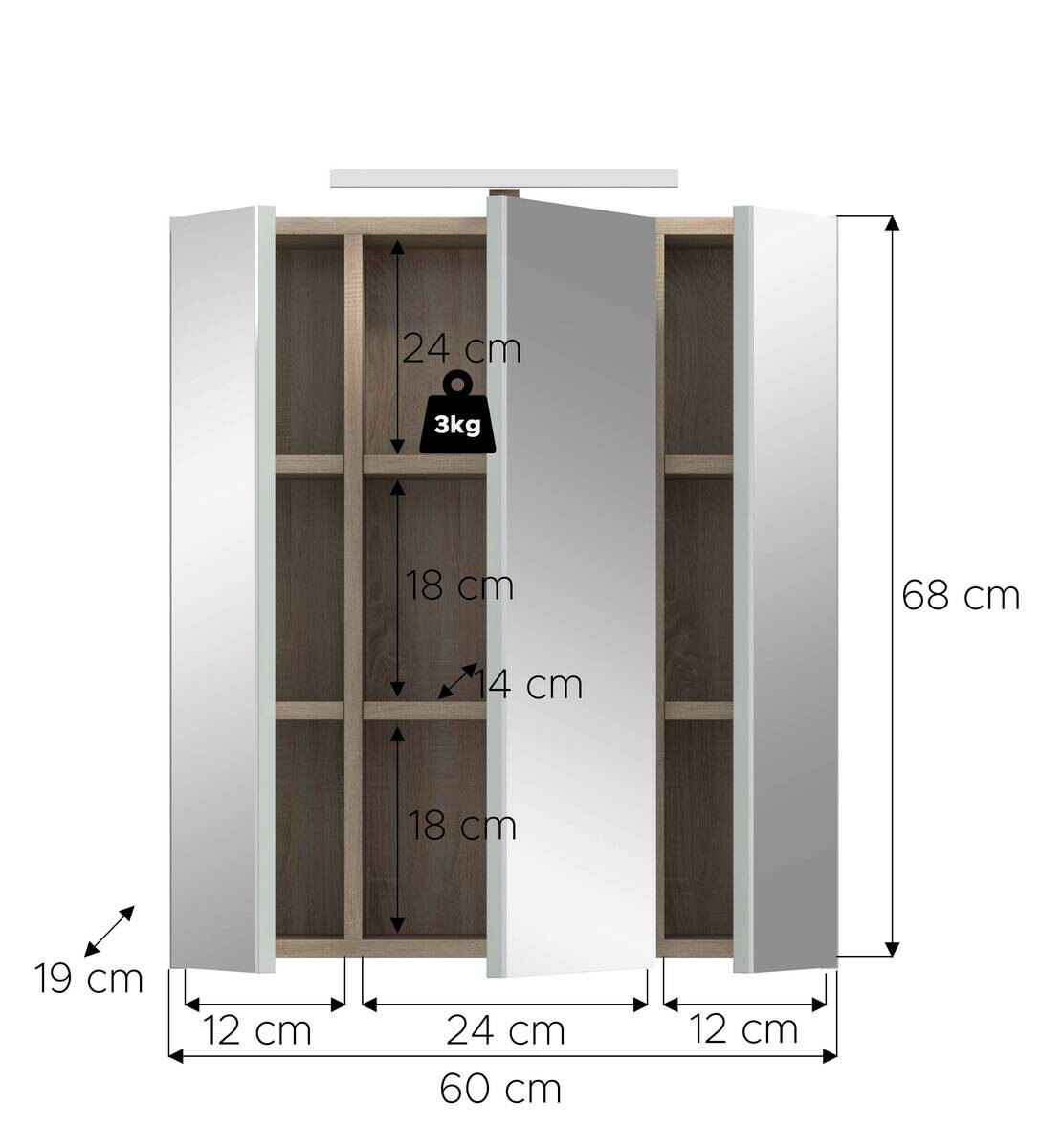 Badezimmer-Set STAR Eiche Nachbildung B/H/T: ca. 60x68x19 cm