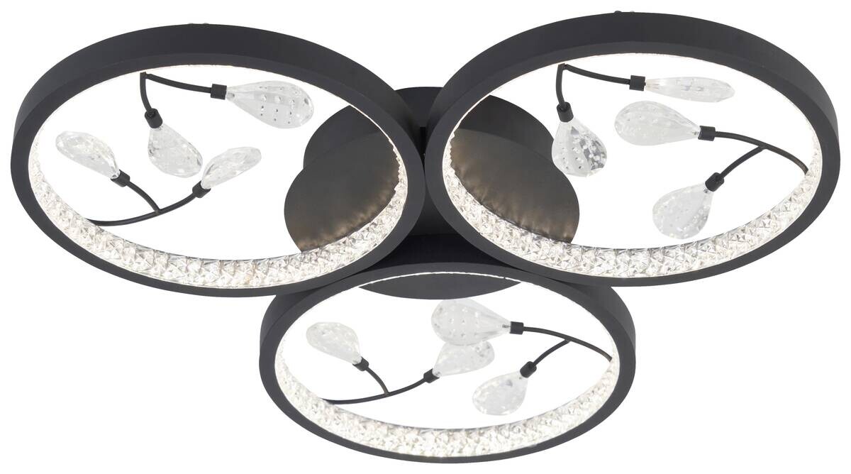 POCOline LED-Deckenleuchte Rayen schwarz sand Metall Kunststoff B/H/L: ca. 47x5x50 cm