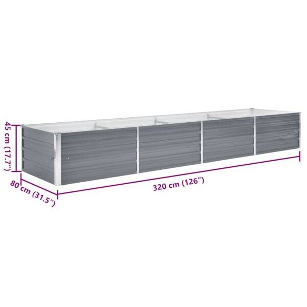 Hochbeet grau Stahl B/H/L: ca. 80x45x320 cm