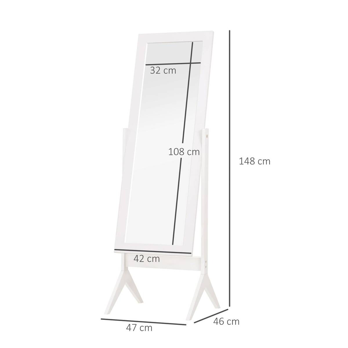 HOMCOM Standspiegel 831-268WT weiß MDF B/H/T: ca. 47x148x46 cm