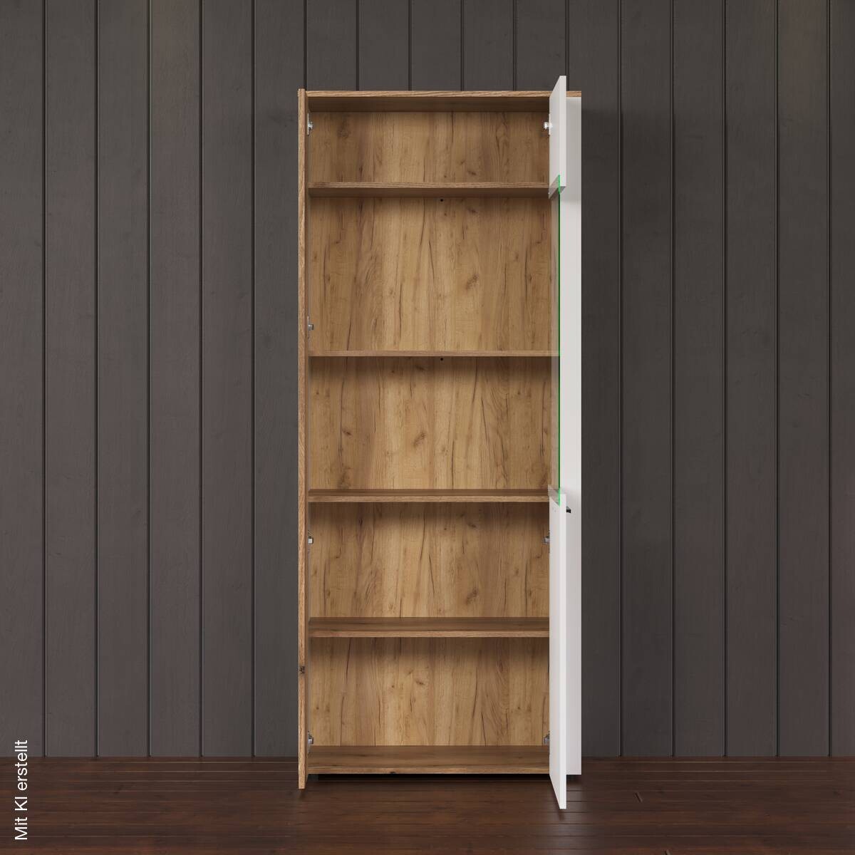 Vitrine Vitoria weiß Eiche Evoke Coast Nachbildung B/H/T: ca. 80x195x42 cm