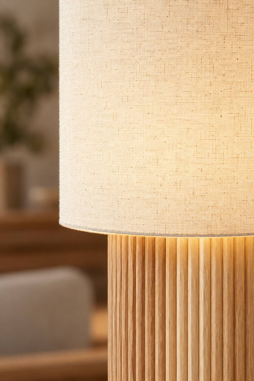 POCOline Stehleuchte Hazel natur creme Holz Textil B/H/L: ca. 20x100x30 cm E27 1 Brennstellen