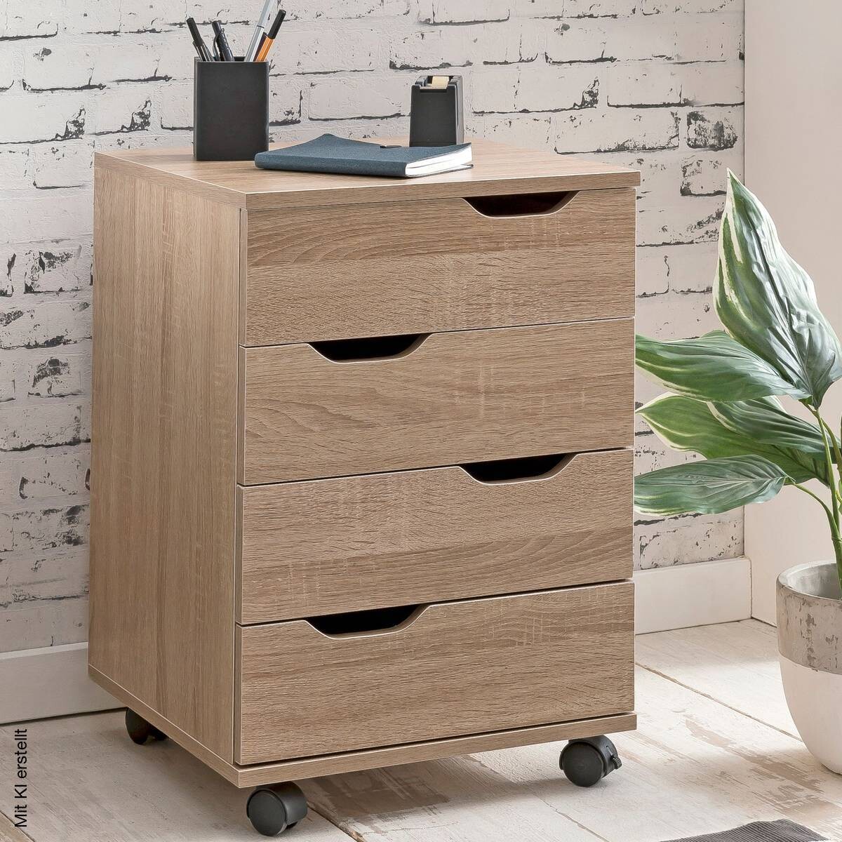 Rollcontainer braun Spanplatte B/H/T: ca. 40x60x40 cm