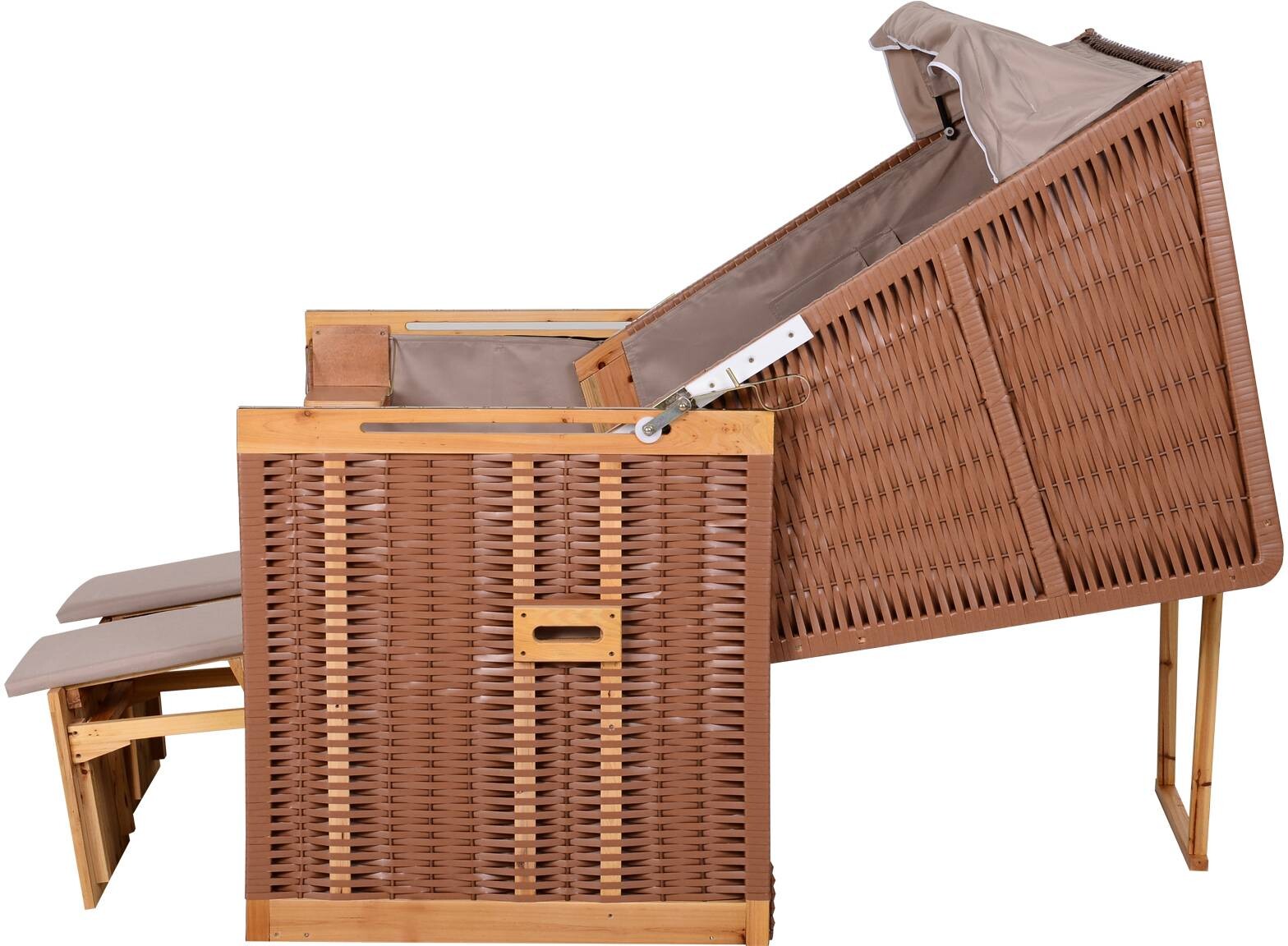 Outsunny Strandkorb hellbraun Metall B/H/T: ca. 118x150x79 cm