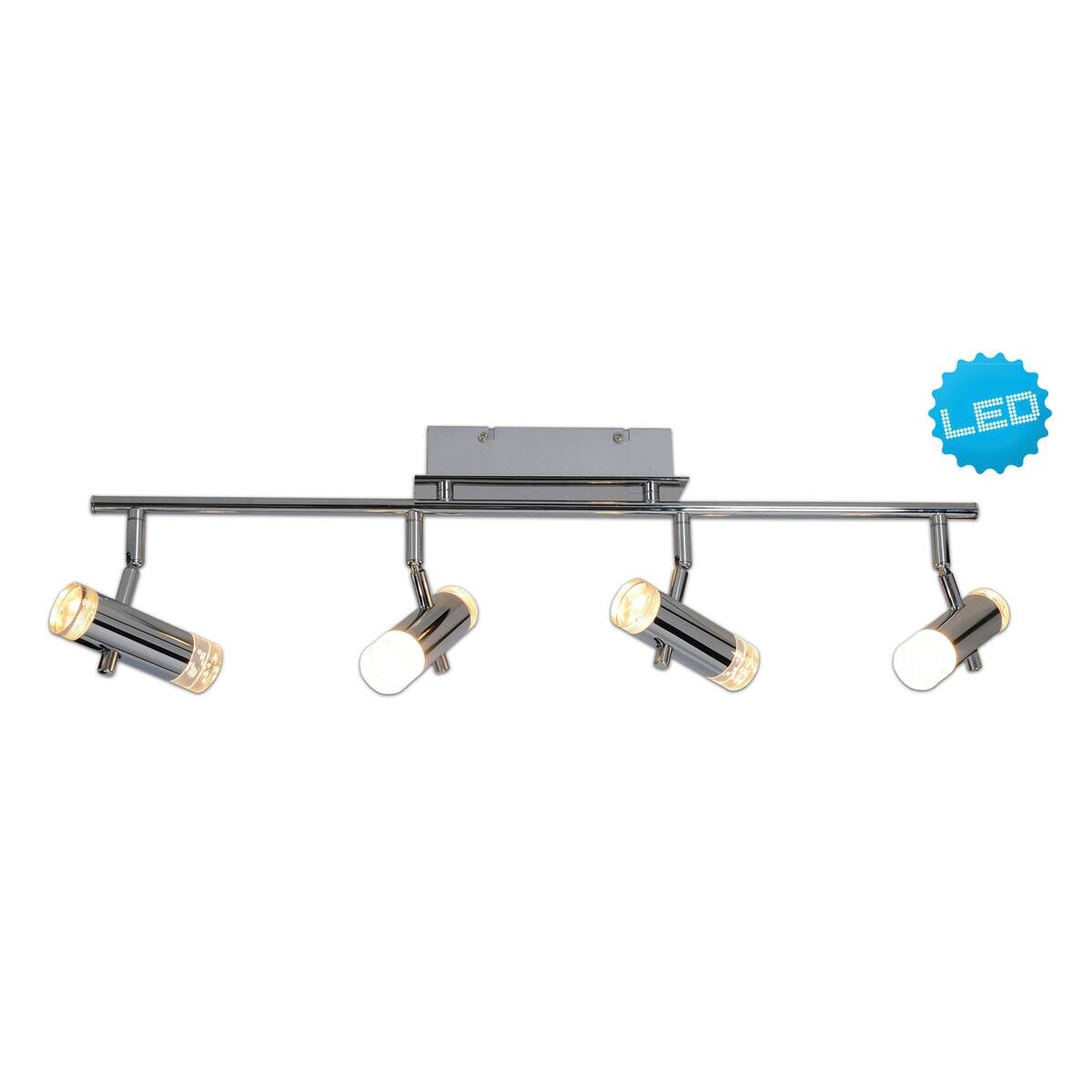 Näve Leuchten Deckenleuchte 1246042 Chrom Kunststoff Metall B/H/T: ca. 8x18,5x66 cm 4 Brennstellen