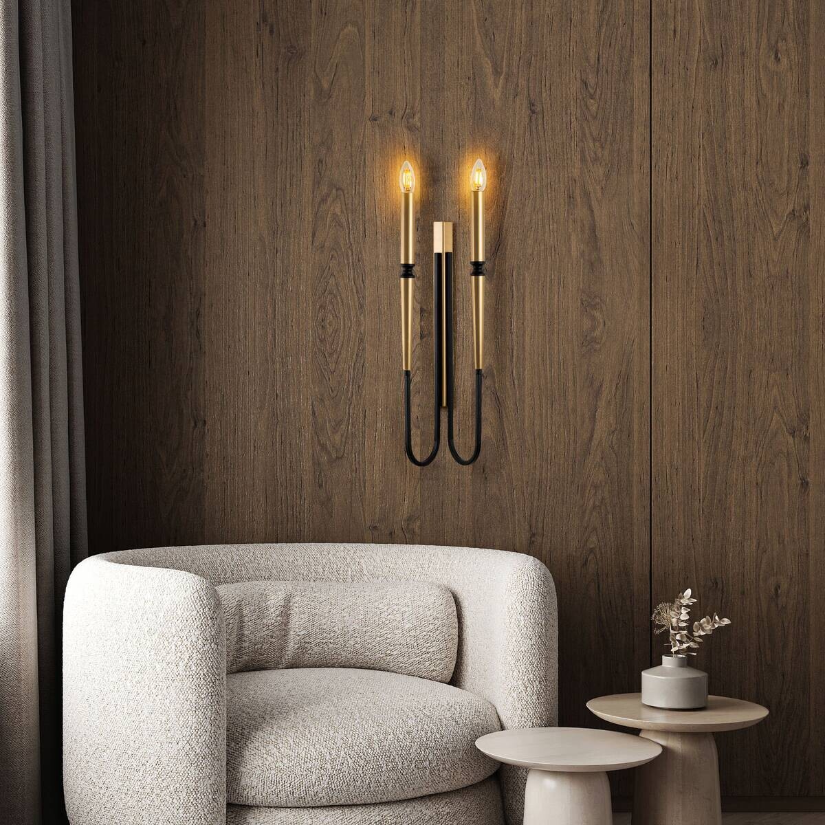 Opviq Wandleuchte schwarz Metall B/H/L: ca. 58x12x18 cm E14 1 Brennstellen