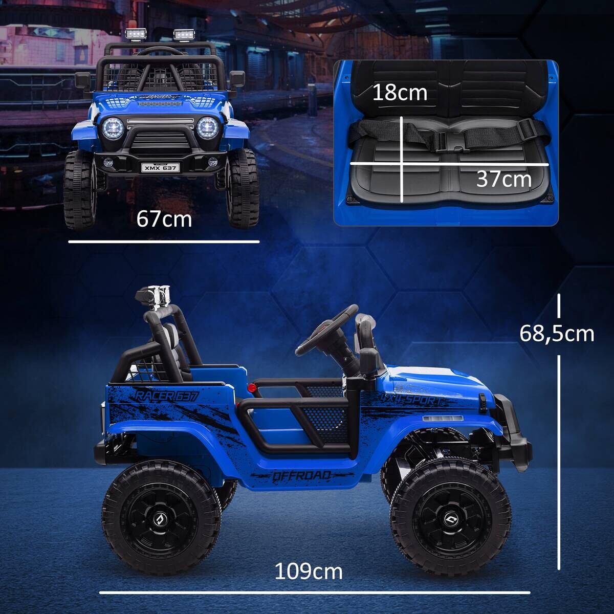 AIYAPLAY Elektro Kinderauto blau B/H/L: ca. 67x68,5x109 cm