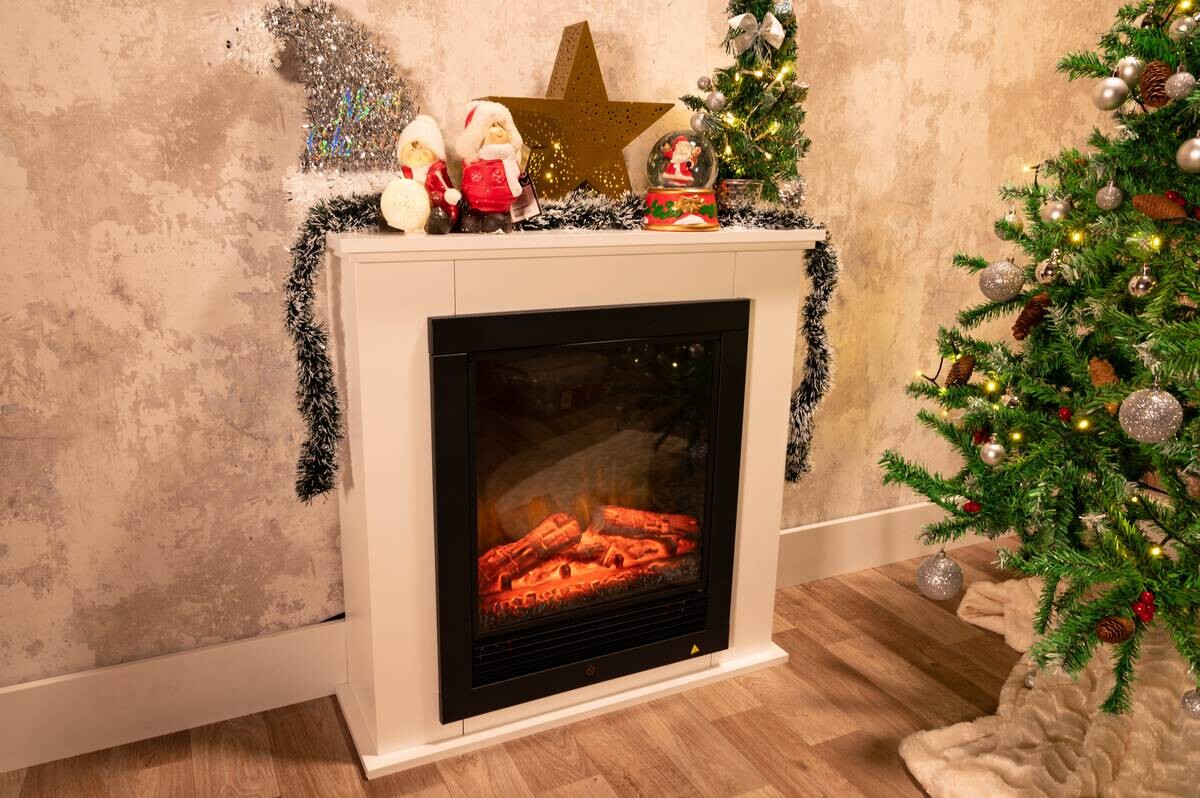 CLASSIC FIRE Elektrischer-Kamin 871125200410 weiß schwarz Glas Metall B/H/T: ca. 70x71x22 cm ca. 1800 W