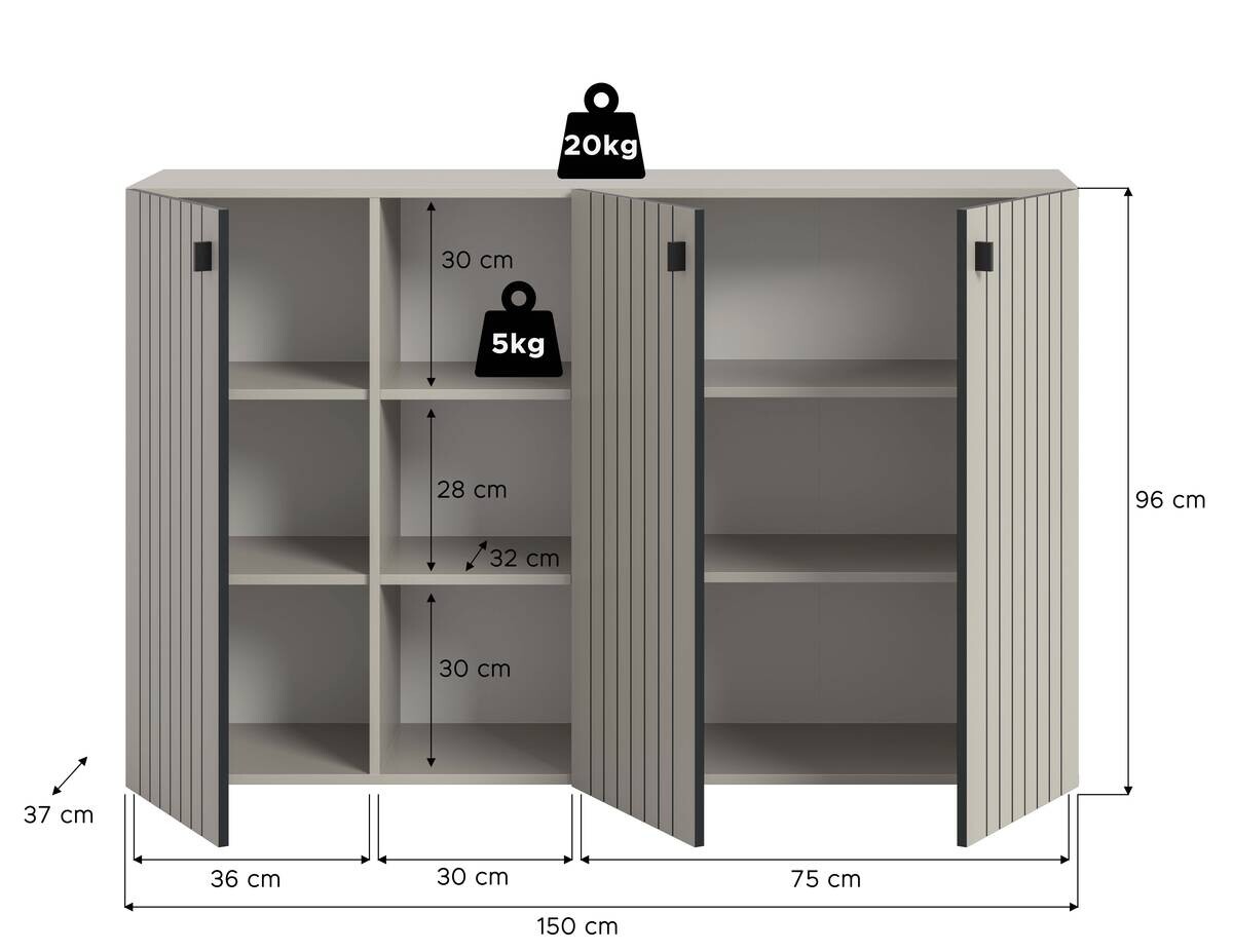 Schuhkommode STATION Cashmere B/H/T: ca. 150x96x37 cm