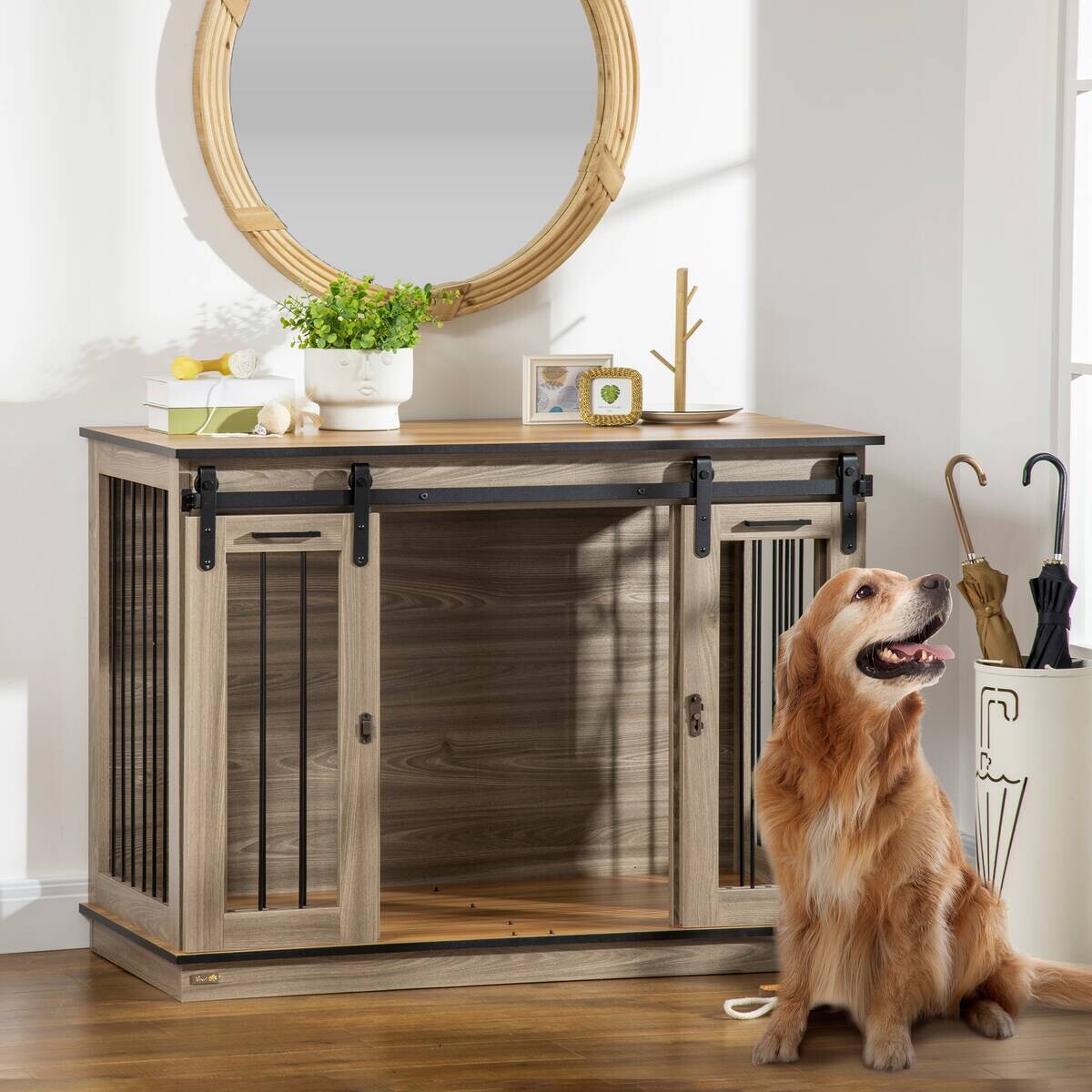 PawHut Hunde-Zubehör Eiche Polypropylen B/H/L: ca. 60x120x88,5 cm