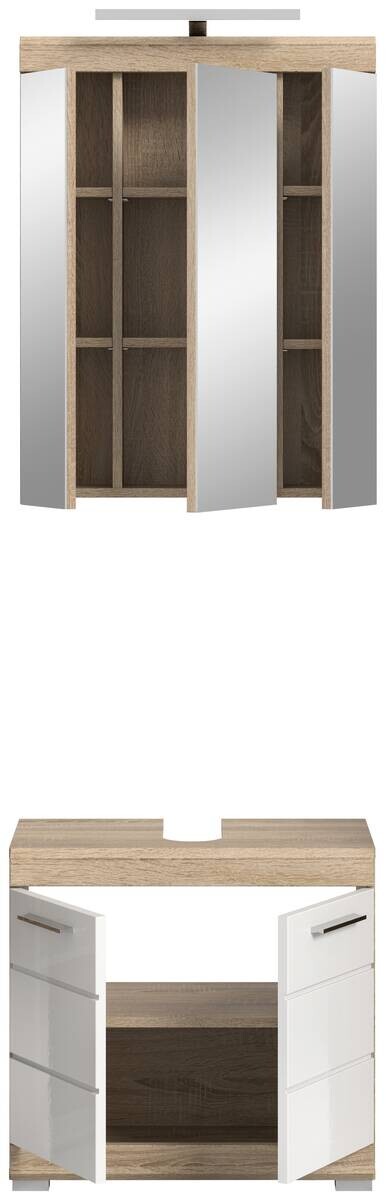 Badezimmer-Set Lambada Eiche Sonoma Nachbildung weiß Hochglanz B/H/T: ca. 60x191x34 cm