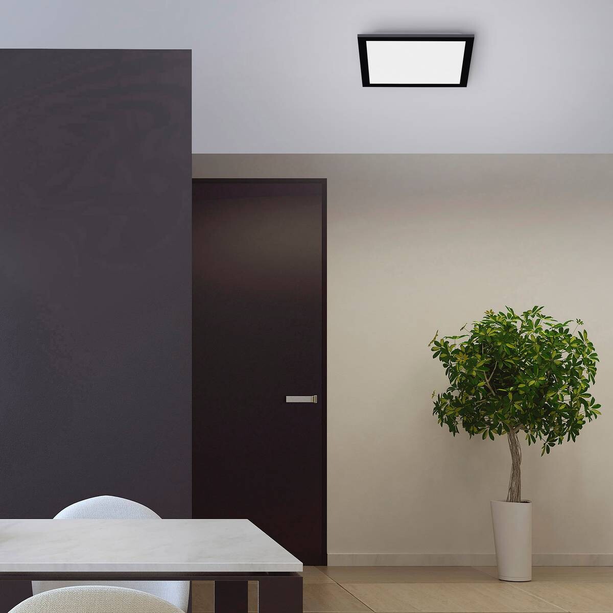 Just Light LED-Deckenpanel FLAT 14754-18 weiß schwarz Metall Kunststoff B/H/T: ca. 29,5x6,5x29,5 cm 1 Brennstellen