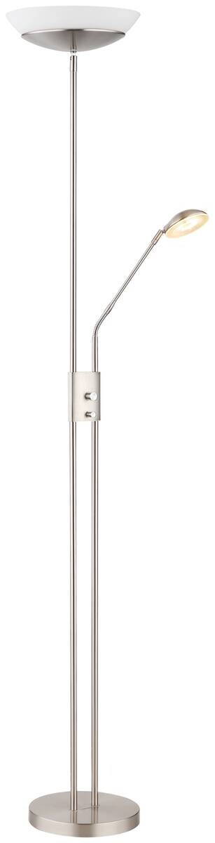 GLOBO Stehlampe nickel matt Metall Kunststoff Glas B/H/D: ca. 57x180x29 cm