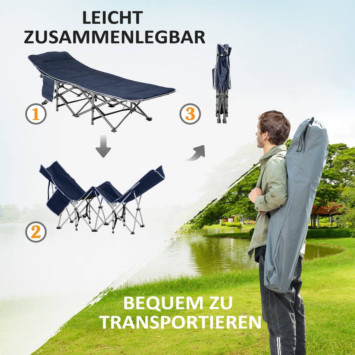Outsunny Campingbett B/H/L: ca. 64,5x53x188 cm