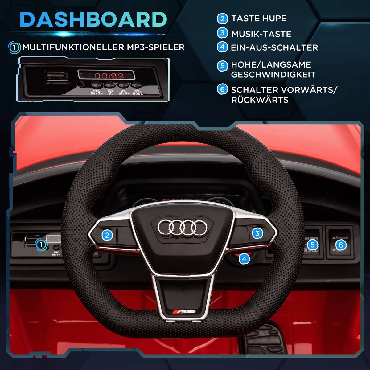 HOMCOM Kinder-Elektroauto rot B/H/L: ca. 58x41x103 cm