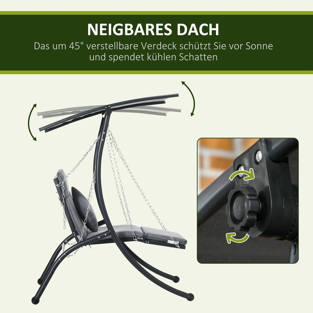 Outsunny Hollywoodschaukel dunkelgrau Stoff B/H/L: ca. 145x169x108 cm