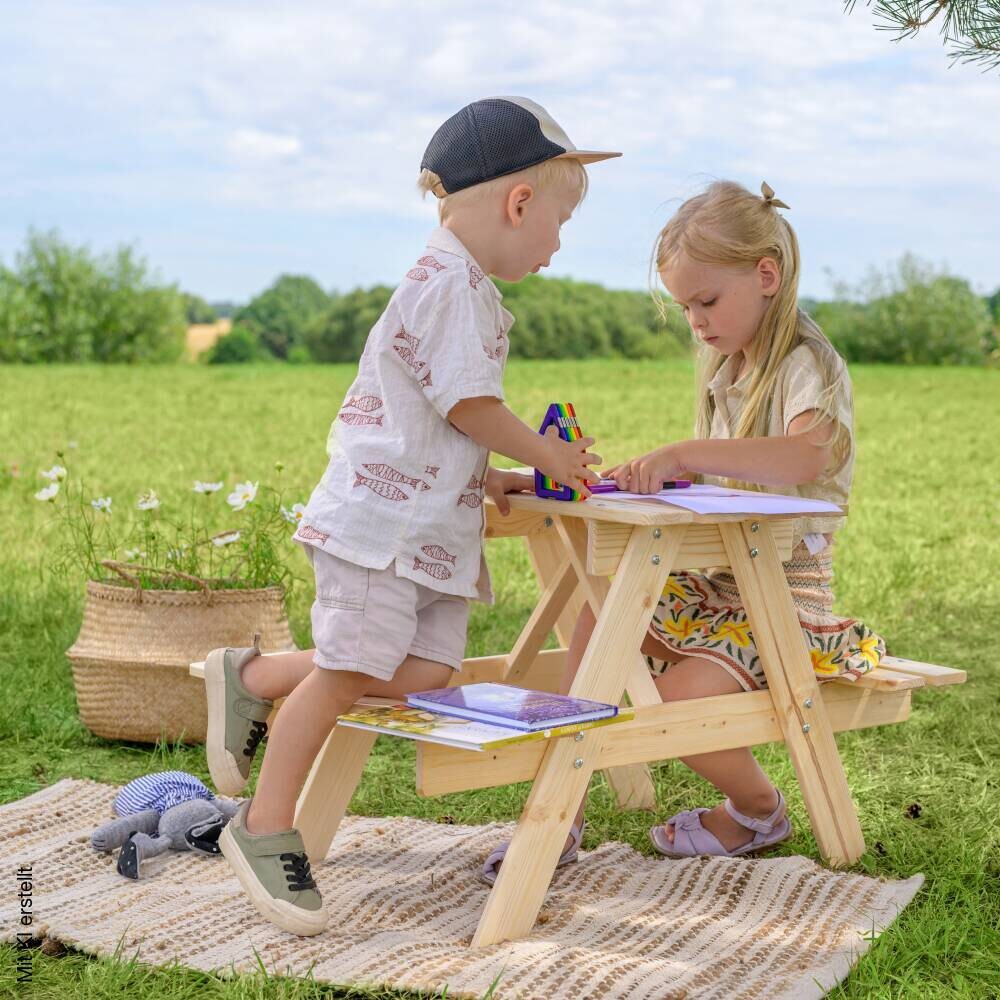 Timbela Kindersitzgarnitur M012 natur Holz B/H/L: ca. 60x50x81 cm