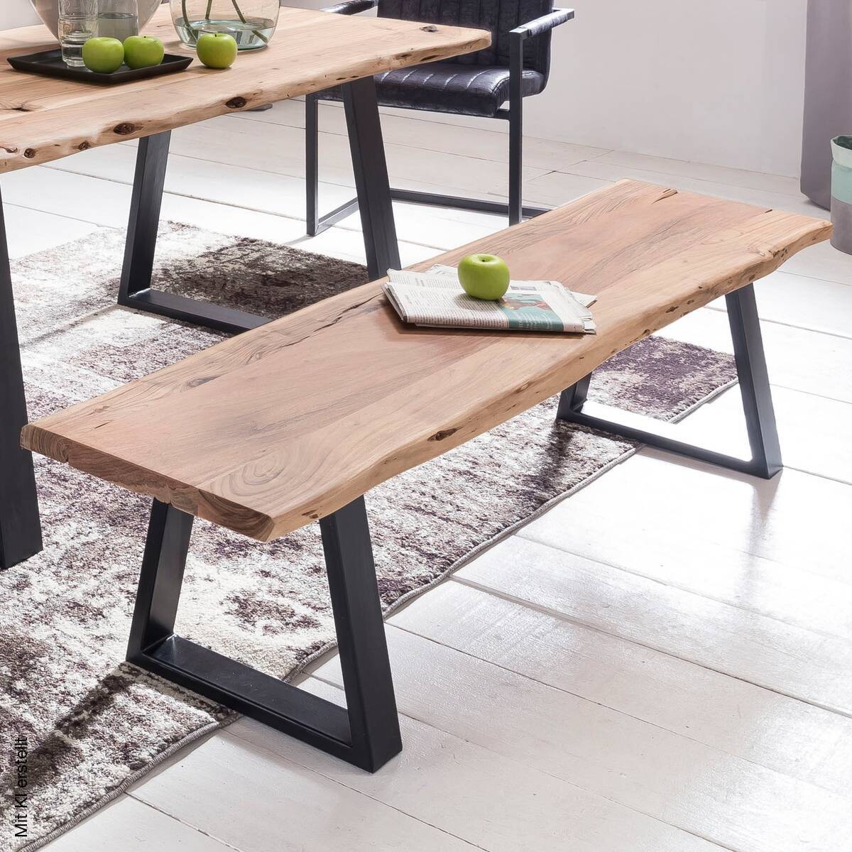 Sitzbank natur schwarz B/H/T: ca. 160x45x40 cm