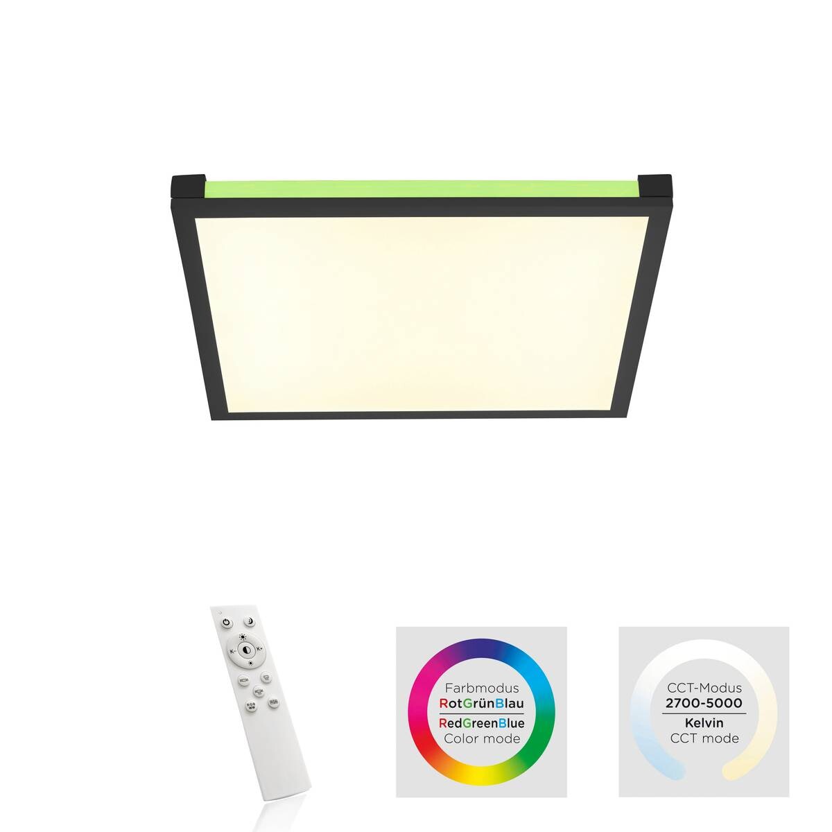 Just Light LED-Deckenleuchte MARIO 11621-18 schwarz weiß Kunststoff Metall B/H/T: ca. 45x7,1x45 cm 2 Brennstellen