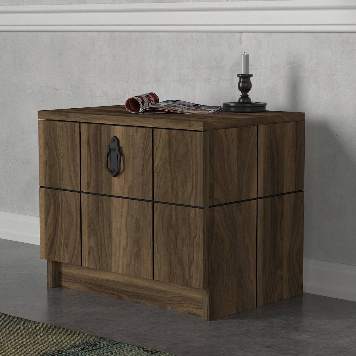 Nachtkonsole Lost walnuss Nachbildung B/H/T: ca. 49x41x35 cm