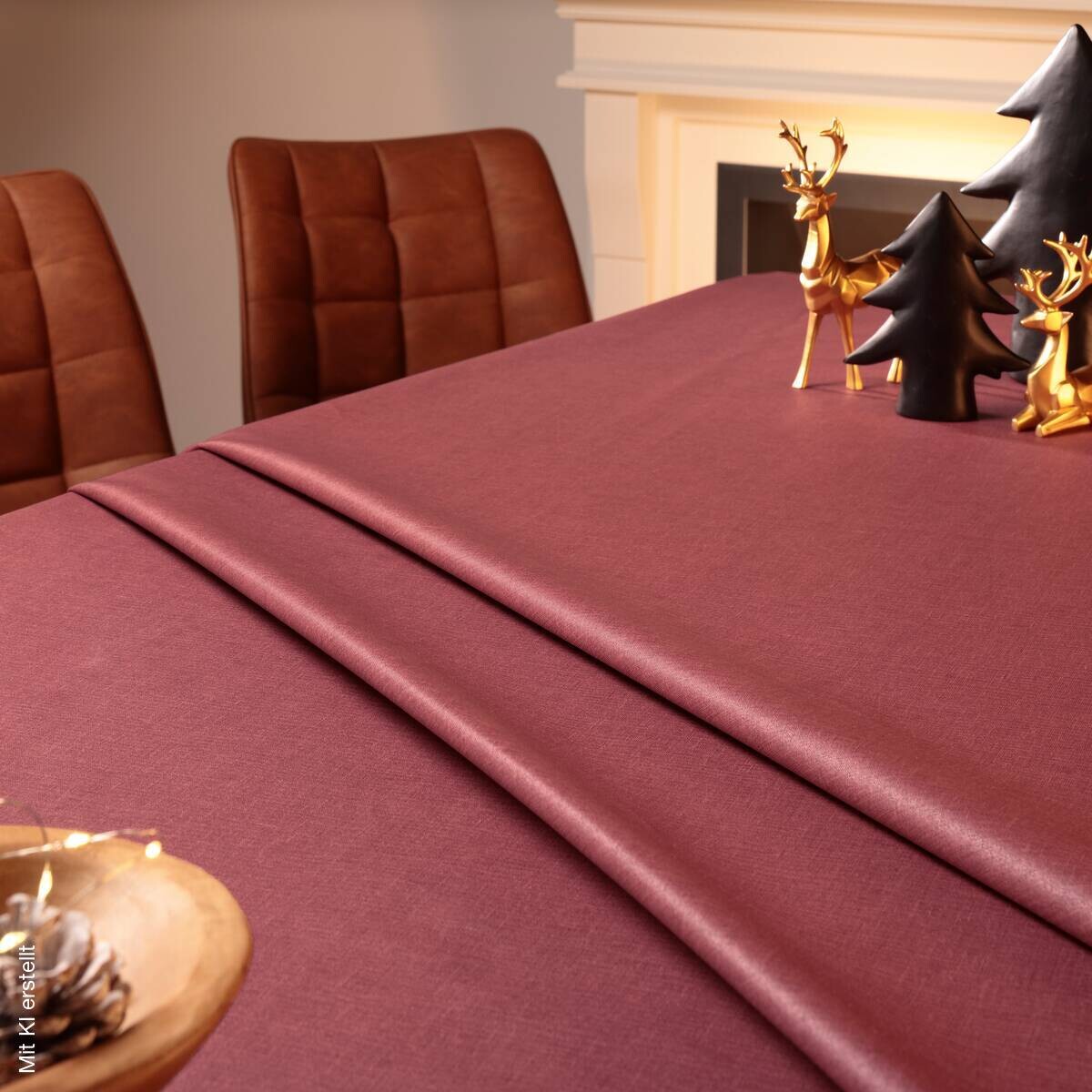 Abwaschbarer Tischbelag Monza burgund 100% Polyester B: ca. 140 cm