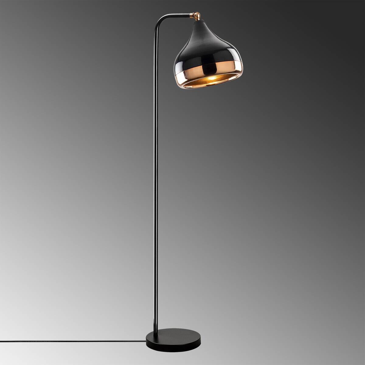 Opviq Stehlampe Yildo Kupfer schwarz Metall B/H/T/L/D: ca. 17x120x17x30x17 cm E27 1 Brennstellen