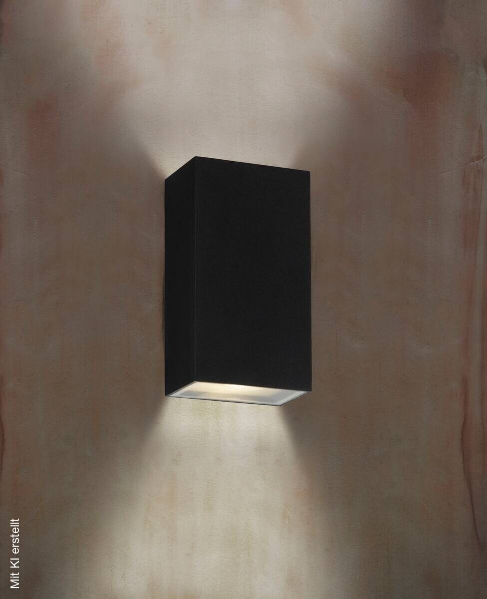 LED-Außenwandleuchte silber schwarz klar B/H/T: ca. 9x16x6 cm