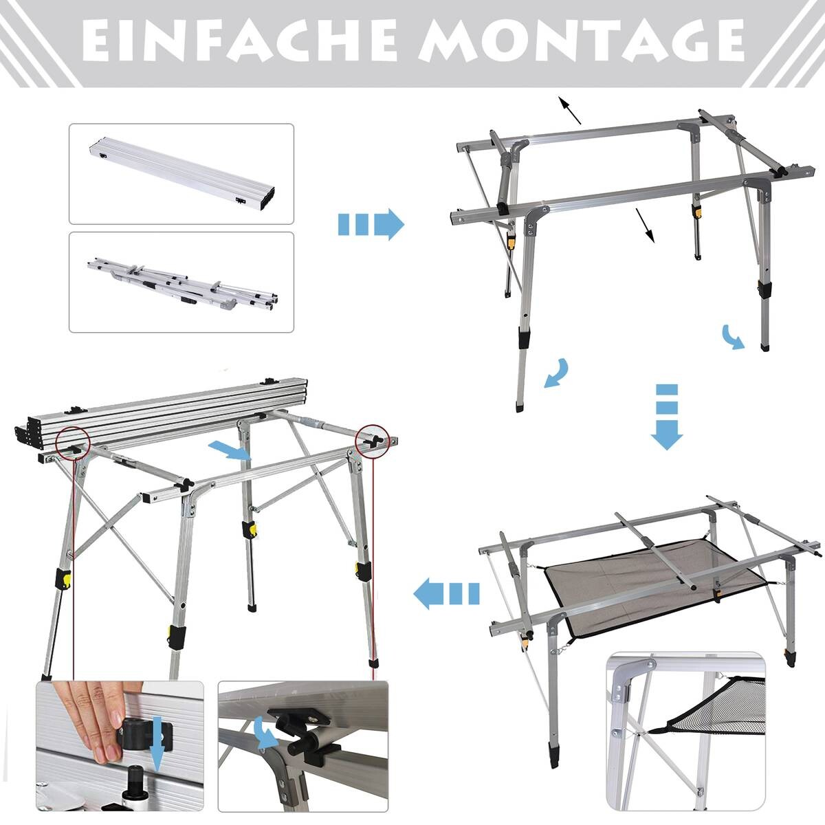 Outsunny Picknicktisch silber Aluminium B/H/L: ca. 70x73x120 cm