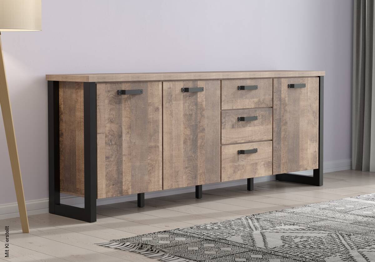 Sideboard Emile Eiche Tabak Nachbildung B/H/T: ca. 214x86x45 cm