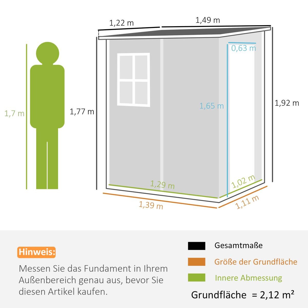Outsunny Gartenhaus grau B/H/L: ca. 149x192x122 cm