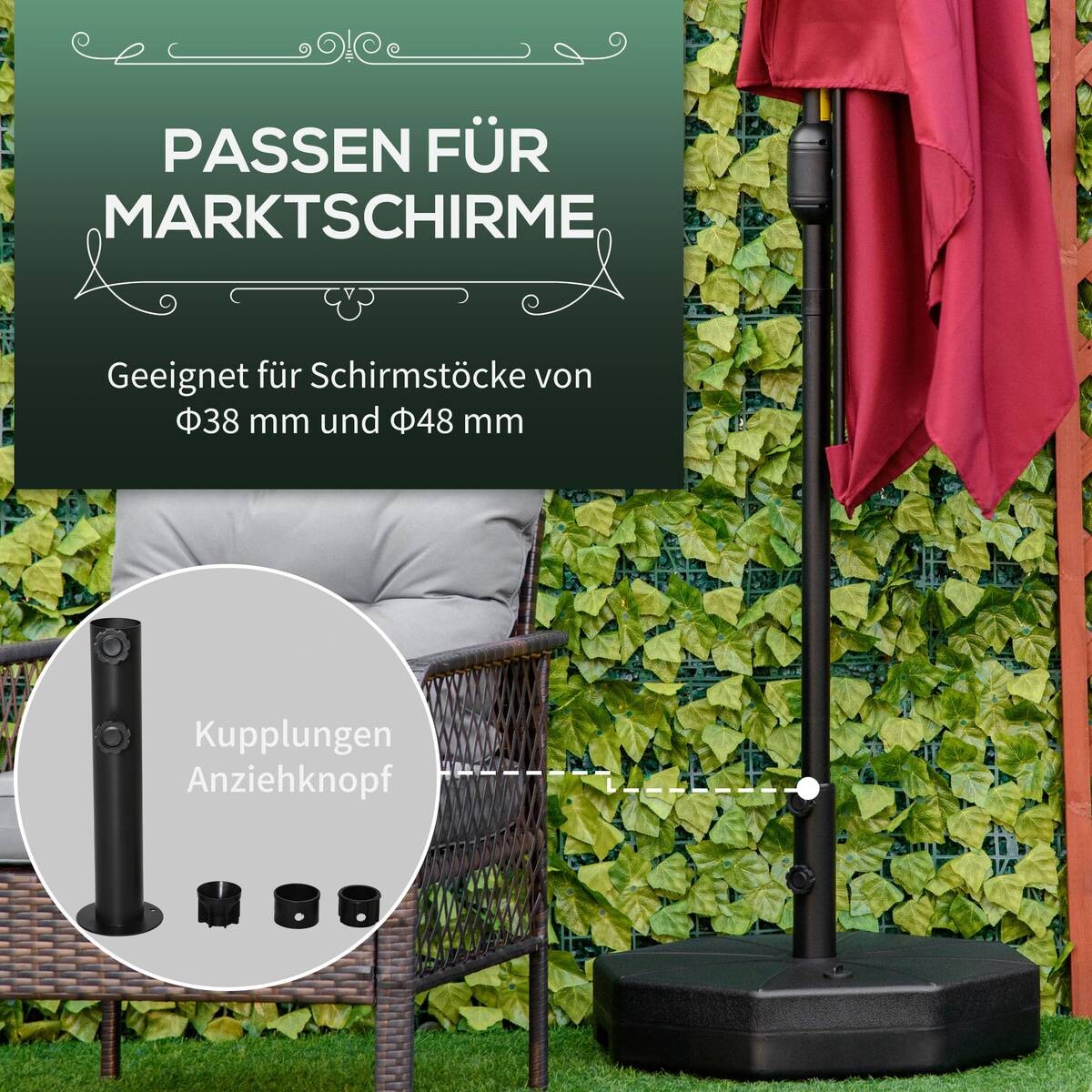 Outsunny Sonnenschirmständer schwarz Polyethylen B/H/L: ca. 60x36x60 cm